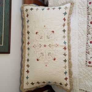 Quilted, embroidered shams